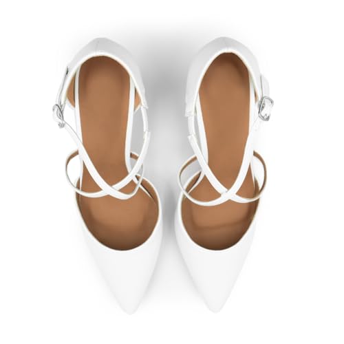Women's Ankle Strap Low Heel Court Shoes - Large Size