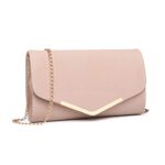 Miss Lulu Women's Pink Clutch Handbag with Strap