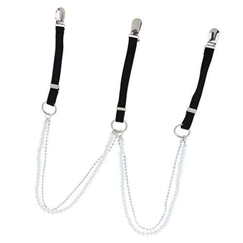Tubayia Women's Y-Shape Elastic Braces with Beads, Black