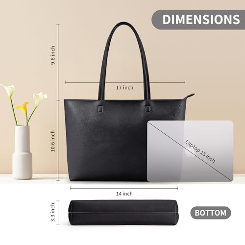 KALIDI Waterproof PU Tote Bag for Women, Large, Zipper