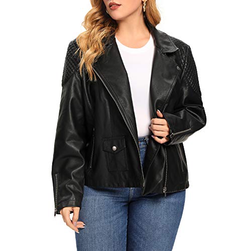 SPYM Women's Faux Leather Biker Jacket, Regular & Plus Size