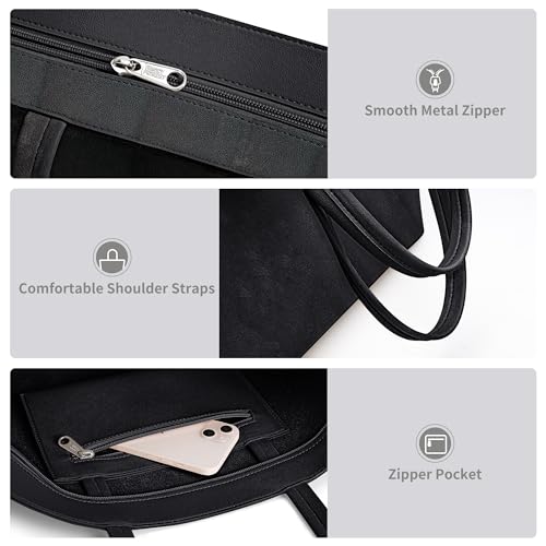 KALIDI Waterproof PU Tote Bag for Women, Large, Zipper