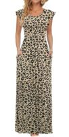 AUSELILY Women Maxi Dress with Pockets and Ruffle Sleeves
