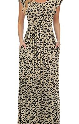 AUSELILY Women Maxi Dress with Pockets and Ruffle Sleeves