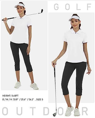 MoFiz Women's Short Sleeve Polo Shirt with 1/4 Zipper
