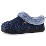 HomeTop Women's Cable Knit Slippers with Fuzzy Collar