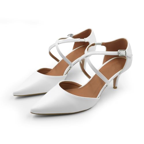 Women's Ankle Strap Low Heel Court Shoes - Large Size