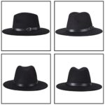 Bamboopack Retro Wide Brim Fedora Hat with Belt Buckle