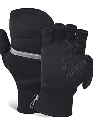 TrailHeads Convertible Running Mittens for Women, Black