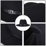 Bamboopack Retro Wide Brim Fedora Hat with Belt Buckle