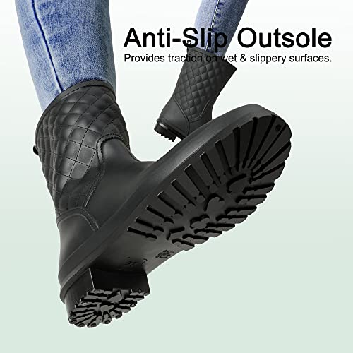 DREAM PAIRS Women's Mid Calf Waterproof Rain Boots