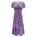 Women's V-Neck Polka Dot Maxi Dress with Bell Sleeves