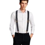 Dresime Mens Vintage Elastic X-Shape Braces with 4 Clips