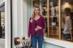 GRECERELLE Women's Button Down Crewneck Cardigan Knit