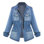 Women's Casual Cropped Denim Jacket, Plus Size S-5XL