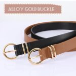 JASGOOD Women's Leather Belts, Gold Buckle, 2 Pack