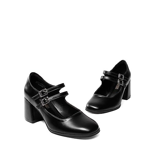 DREAM PAIRS Women's Square Toe Mid-Heel Dress Pumps