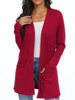 QIXING Womens Lightweight Long Sleeve Open Front Cardigan