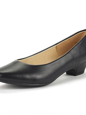 DREAM PAIRS Womens Mid Block Heels Round Toe Pumps