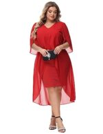 Hanna Nikole Plus Size Chiffon V-Neck Cape Dress