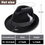 Geebuzz Classic Short Brim Fedora Hat with Feathers