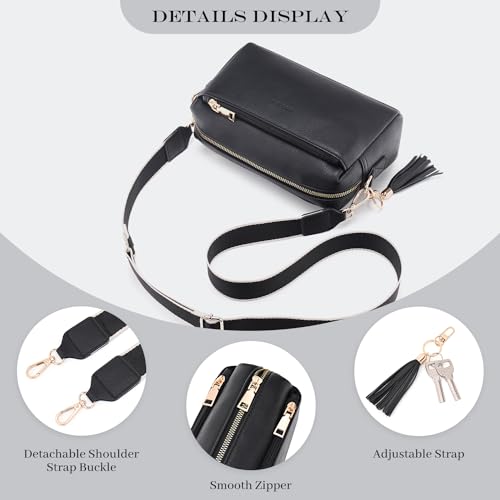 Roulens Vegan Leather Crossbody Bag with 3 Zips
