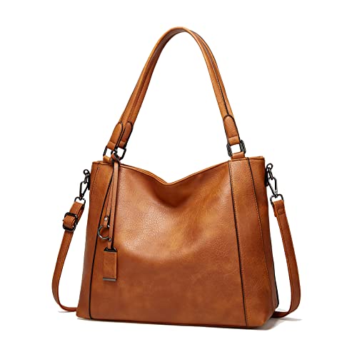 Aileese Women Leather Large Multi-Pocket Tote Bag