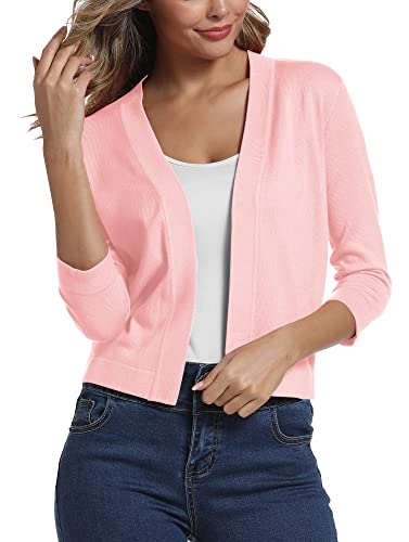 Women's Elegant 3/4 Sleeve Cropped Shrug Cardigan