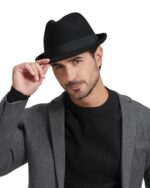 Zylioo S-XXL Felt Trilby Fedora, Large Short Brim Hat