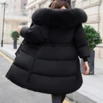 Women's Mid-length Down Puffer Coat with Fur Hood, UK 10-18