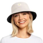Daisy Embroidery Reversible Cotton Bucket Hat - Women