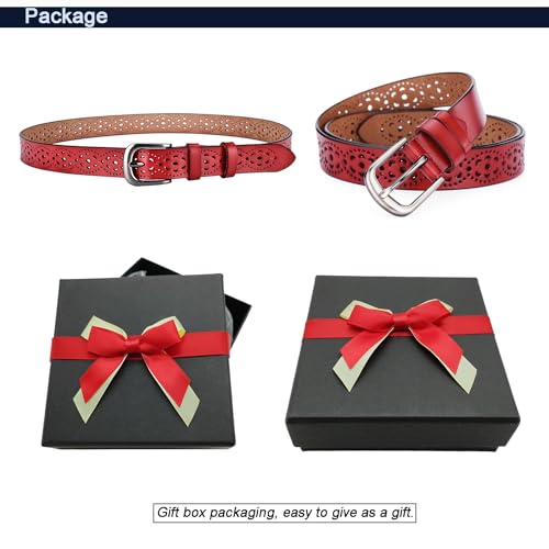 Spolife Women's Vintage Hollow Flower Leather Belt