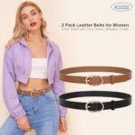 WERFORU Women's Leather Belt with Gold Buckle