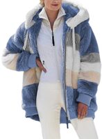Dokotoo Womens Fuzzy Fleece Hooded Cardigan UK S-XXL