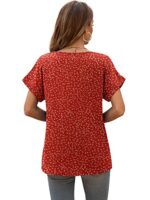 Yommay Women's V Neck Chiffon Short Sleeve Blouse