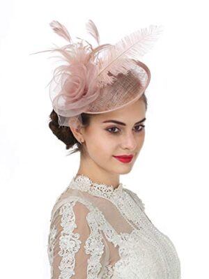 Sinamay Flower Feather Fascinator Headband for Women