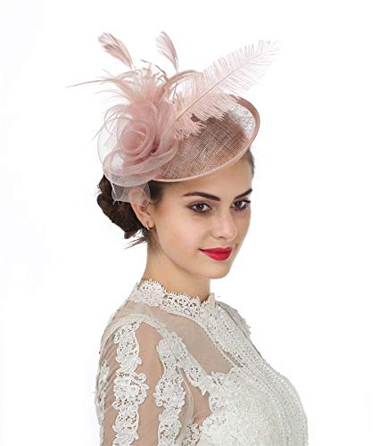Sinamay Flower Feather Fascinator Headband for Women