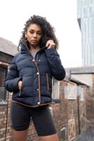 Ladies Quilted Winter Puffer Coat with Faux Fur Hood