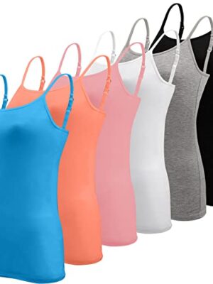 BQTQ 6 Pcs Basic Camisole Adjustable Strap Vest Top