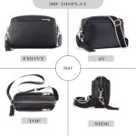 Roulens Vegan Leather Crossbody Bag with 3 Zips