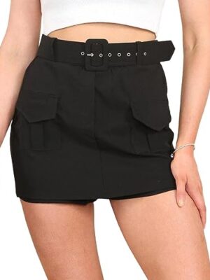 AAIF RETAILS® Ladies High Waisted Cargo Skirt with Pockets