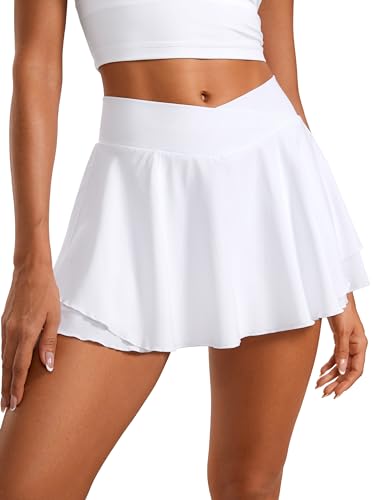 CRZ YOGA Women's Pleated Tennis Skirt with Pockets
