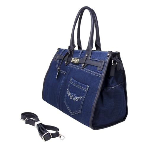 ER Direct Large Denim Tote Bag with Detachable Strap