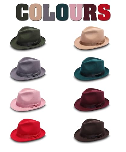 Vintage Woolen Trilby Fedora Jazz Hat with Band