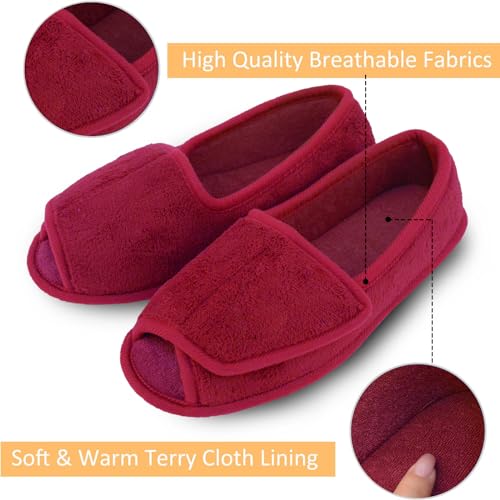 Git-up Diabetic Memory Foam Adjustable Slippers, Women