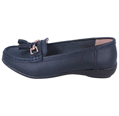 Women's Leather Flat Loafer Casual Comfy Work Shoes