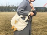XACKWUERO Women Cute Plush Goose Shoulder Bag