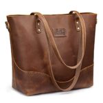S-ZONE Women Vintage Leather Tote Bag with Crossbody Strap