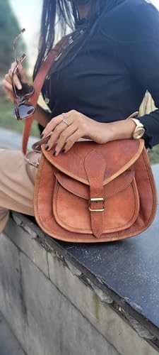 Firu Handmade Vintage Brown Leather Crossbody Bag