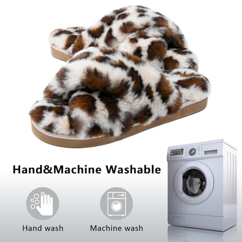 Dena Lives Ladies Fluffy Cross Band House Slippers